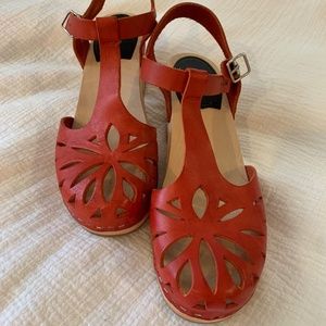 Red cut out clog